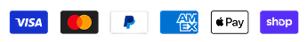 Visa, Mastercard, PayPal, American Express, Apple Pay accepted